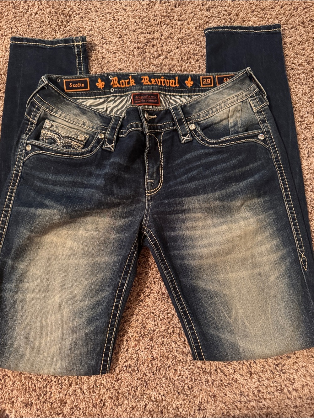 Rock Revival Women’s Scotia Skinny Stretch Jean…SZ 29…INSEAM 32”…GREAT PREOWNED!